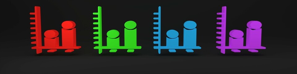 Poster - Colorful Data analysis icon isolated on black background. Minimalism concept. 3D render illustration