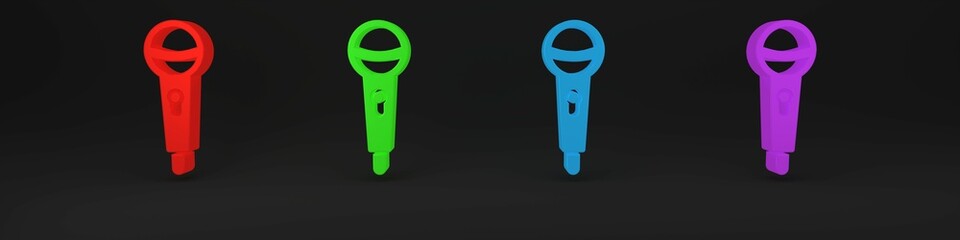 Poster - colorful microphone icon isolated on black background. on air radio mic microphone. speaker sign. mi
