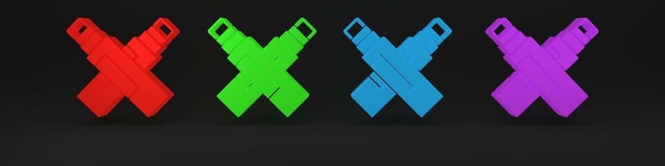 Poster - Colorful Marker pen icon isolated on black background. Minimalism concept. 3D render illustration