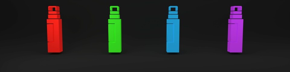 Poster - Colorful Marker pen icon isolated on black background. Minimalism concept. 3D render illustration