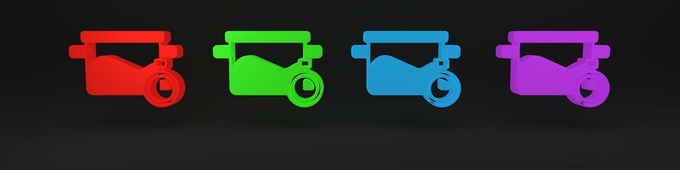 Poster - colorful cooking pot icon isolated on black background. boil or stew food symbol. minimalism concept