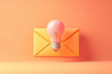 Wall Mural - A light bulb is inside an envelope on a background