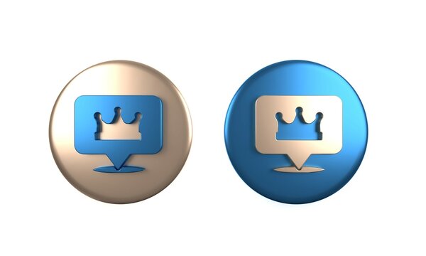 Colorful Location king crown icon isolated on white background. Circle button. 3D render illustration