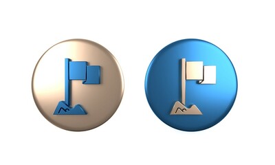 Poster - colorful flag icon isolated on white background. location marker symbol. circle button. 3d render il