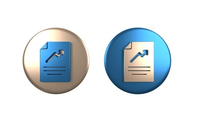 Poster - Colorful Document with graph chart icon isolated on white background. Report text file icon. Accounting sign. Audit, analysis, planning. Circle button. 3D render illustration