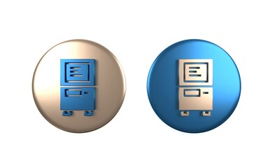 Poster - Colorful ATM - Automated teller machine icon isolated on white background. Circle button. 3D render illustration