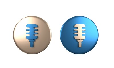 Poster - Colorful Microphone icon isolated on white background. On air radio mic microphone. Speaker sign. Circle button. 3D render illustration