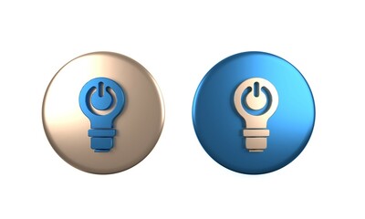 Sticker - Colorful Light bulb with lightning symbol icon isolated on white background. Light lamp sign. Idea symbol. Circle button. 3D render illustration