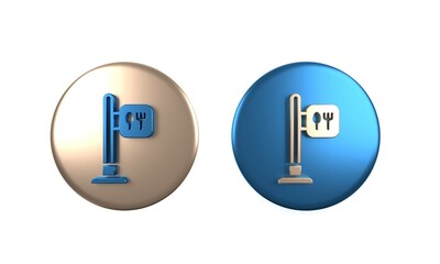 Poster - colorful cafe and restaurant location icon isolated on white background. fork and spoon eatery sign 