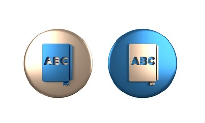 Wall Mural - Colorful ABC book icon isolated on white background. Dictionary book sign. Alphabet book icon. Circle button. 3D render illustration