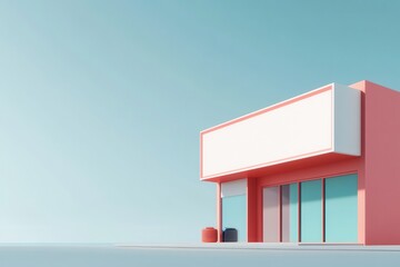 Wall Mural - A bright red building with a white sign on the side