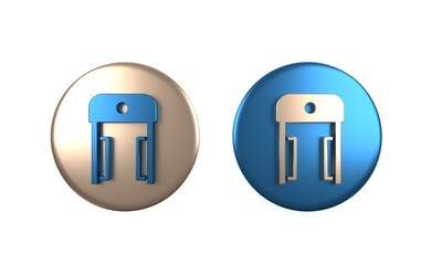 Sticker - Colorful Metal detector in airport icon isolated on white background. Airport security guard on metal detector check point. Circle button. 3D render illustration