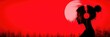 © SAJEDA - A woman wearing headphones and a red background. Scene is sad and emotional