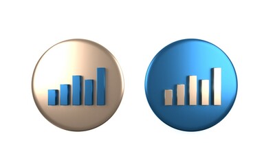 Poster - Colorful Graph, schedule, chart, diagram, infographic, pie graph icon isolated on white background. Circle button. 3D render illustration