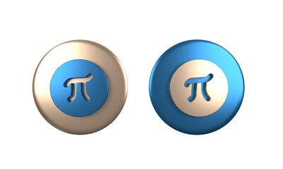 Poster - Colorful Pi symbol icon isolated on white background. Circle button. 3D render illustration