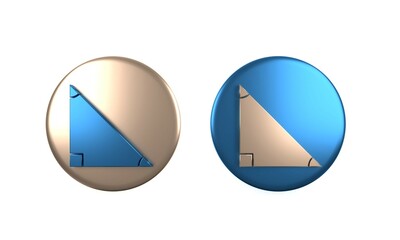 Poster - Colorful Triangle math icon isolated on white background. Circle button. 3D render illustration