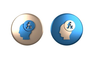 Poster - Colorful Function mathematical symbol icon isolated on white background. Circle button. 3D render illustration