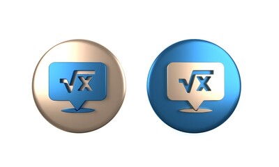 Poster - Colorful Square root of x glyph icon isolated on white background. Mathematical expression. Circle button. 3D render illustration