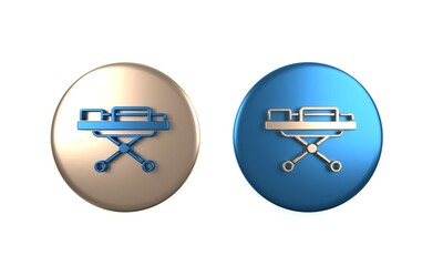 Sticker - Colorful Stretcher icon isolated on white background. Patient hospital medical stretcher. Circle button. 3D render illustration