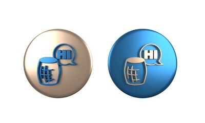 Poster - Colorful Voice assistant icon isolated on white background. Voice control user interface smart speaker. Circle button. 3D render illustration