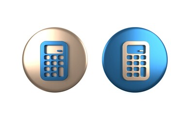 Aufkleber - Colorful Calculator icon isolated on white background. Accounting symbol. Business calculations mathematics education and finance. Circle button. 3D render illustration