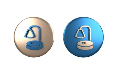 Poster - Colorful Table lamp icon isolated on white background. Desk lamp. Circle button. 3D render illustration