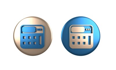 Aufkleber - Colorful Calculator icon isolated on white background. Accounting symbol. Business calculations mathematics education and finance. Circle button. 3D render illustration