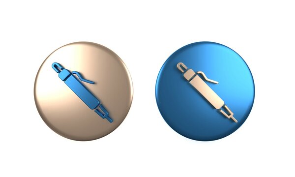 Colorful Pen icon isolated on white background. Circle button. 3D render illustration