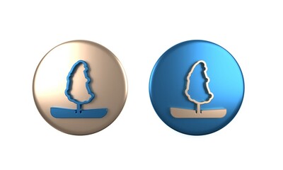 Sticker - Colorful Tree icon isolated on white background. Forest symbol. Circle button. 3D render illustration