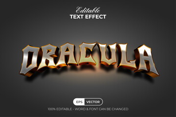 Poster - dracula text effect 3d silver golden style. editable text effect.