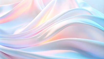 Poster - 3D renders beautiful folds of white silk in full screen, like a beautiful clean fabric background. Simple, modern, and soft background with smooth folds like waves on a liquid surface