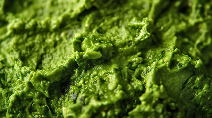 Delicious green guacamole made with avocado as a vegan dip, featuring healthy texture in a Mexican sauce, fresh organic ingredients for a tasty meal and nutritious snack on closeup view