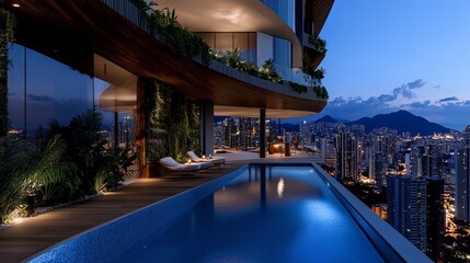 swimming pool in the night view