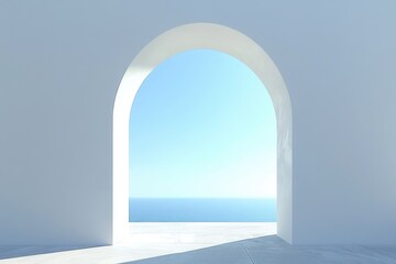 A large archway with a view of the ocean