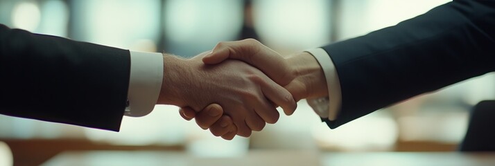 Poster - A professional handshake serves as a powerful symbol that represents the essence of business partnership as well as the collaborative efforts required in a successful professional environment