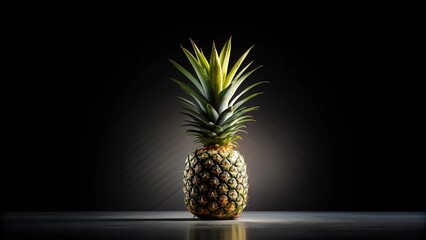 Pineapple fruit in silhouette style on a black background, pineapple, fruit, tropical, sweet, delicious, silhouette