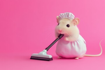 Sticker - A hamster is sitting on a vacuum cleaner