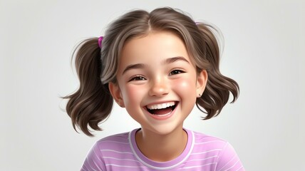 laughing preteen female in cute 3D style background