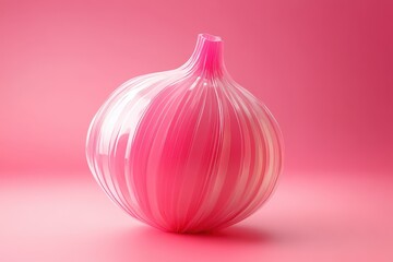 Wall Mural - A pink onion is sitting on a pink background