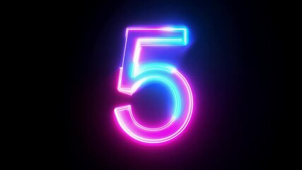 Poster - Neon Light Character 5 in Vibrant Colors With a Glowing Number Five Generative AI