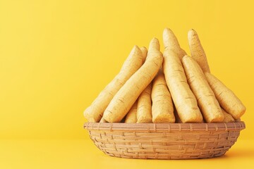 Canvas Print - A bunch of white vegetables are on a green leaf