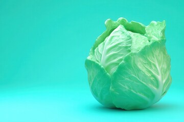 Wall Mural - A cabbage is sitting on a green background