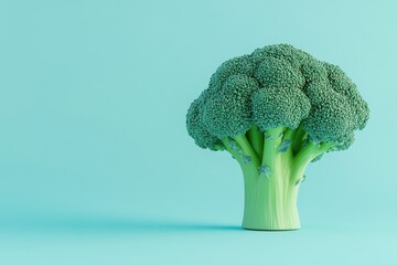 Poster - A broccoli tree is standing in front of a green wall