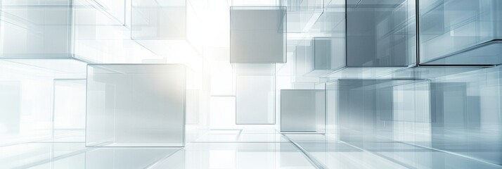 Poster - The Modern Business Environment features an impressive composition of Abstract Cubes alongside captivating Light Effects, symbolizing innovation and collaboration in todays corporate world