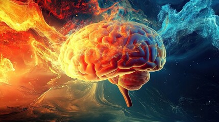 Wall Mural - Conceptual Art of a Human Brain Exploding With Knowledge, Representing Creativity, Innovation, and the Boundless Potential of the Human Mind