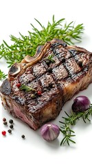 Wall Mural - Grilled Steak with Rosemary and Garlic - Food Photography