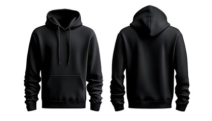 Wall Mural - Sweater Hoodie Black Template Front And Back View - 