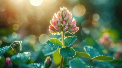 Poster - Pink clover bloom in sunlight