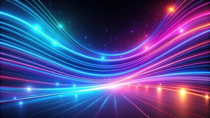 Abstract neon background with dynamic glowing lines for modern wallpaper design, neon, abstract, background, render, glowing