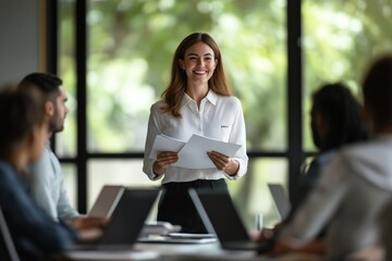 Poster - A professional meeting with an engaging presentation to boost brainstorming, enhance collaboration, strengthen communication, stimulate innovation, and inspire effective leadership for success